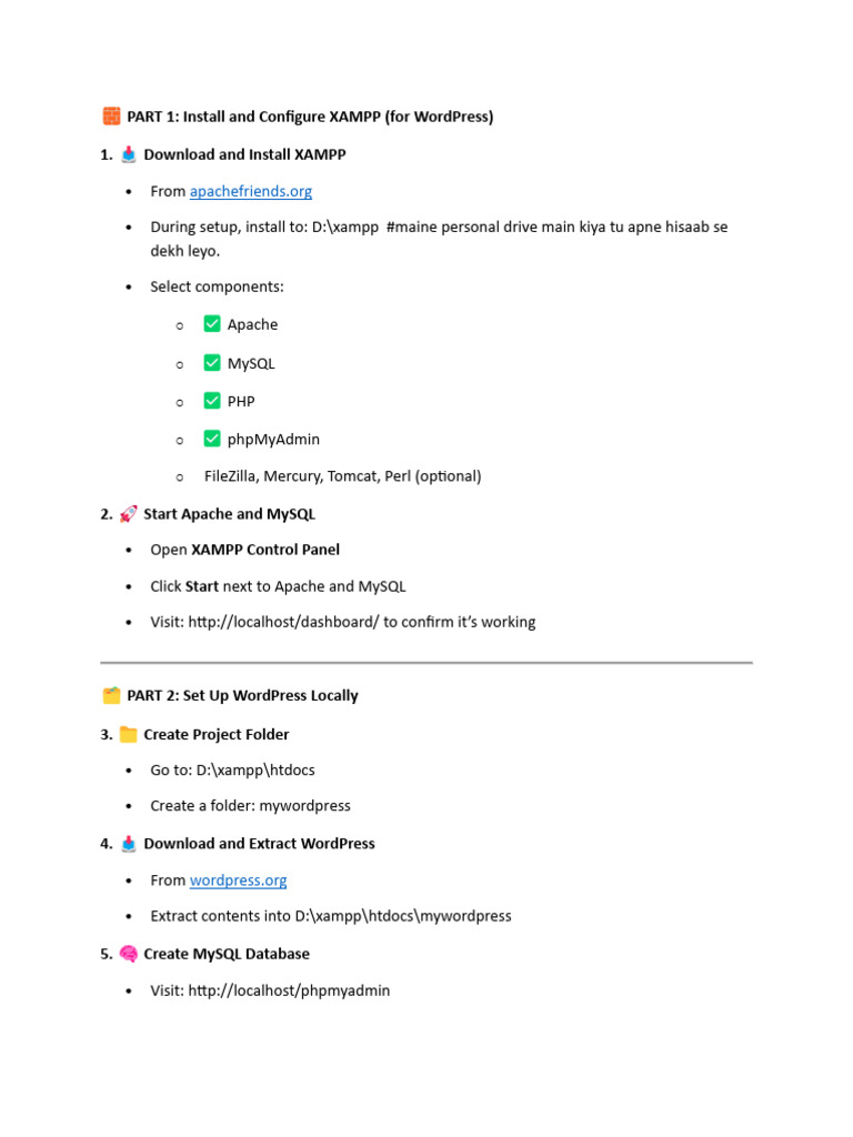 Wordpress Setup Local | PDF | Word Press | My Sql