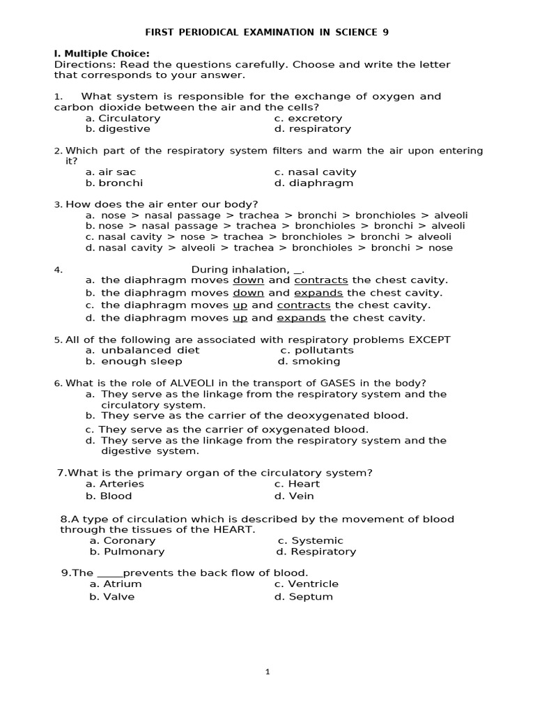 Q1 Periodical Exam SCIENCE 9 | PDF | Cellular Respiration | Dominance ...