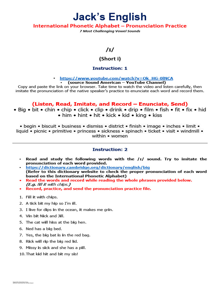 Jack_s English Pronunciation Practice (Ipa) - Part 5 (1) | PDF ...