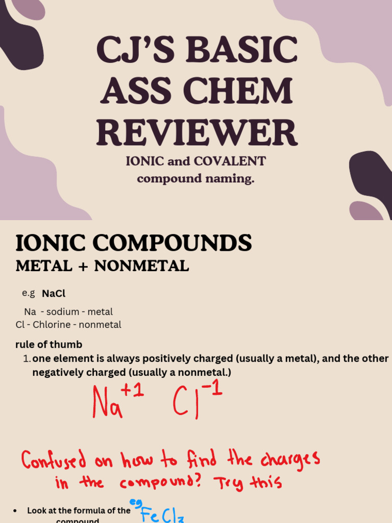 Cj's Chem Reviewer - Ionic and Covalent Compound Naming. | PDF ...