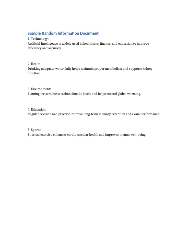 Random Info Document | PDF