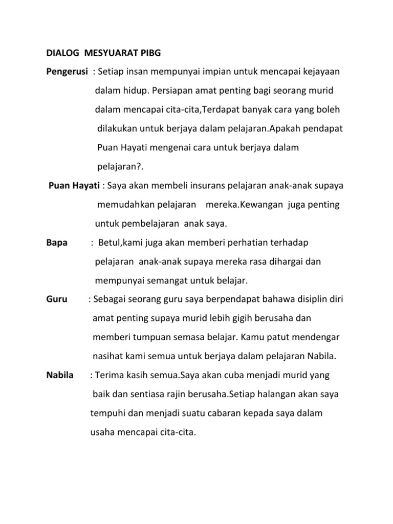 Dialog Mesyuarat Pibg Pdf