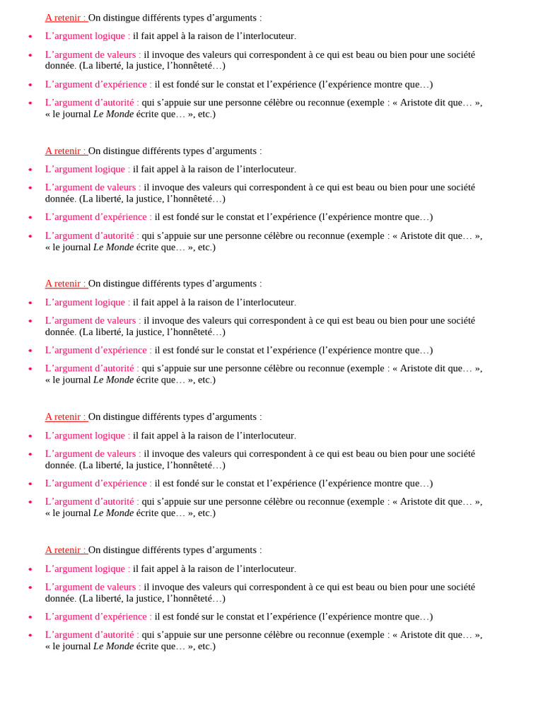 A Retenir | PDF | Argumentation | Logique