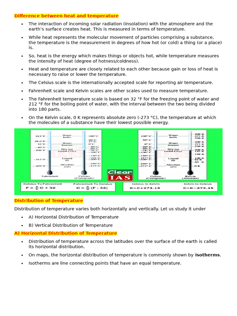 Horizontal & Vertical Distribution of Temperature | PDF | Atmosphere Of ...