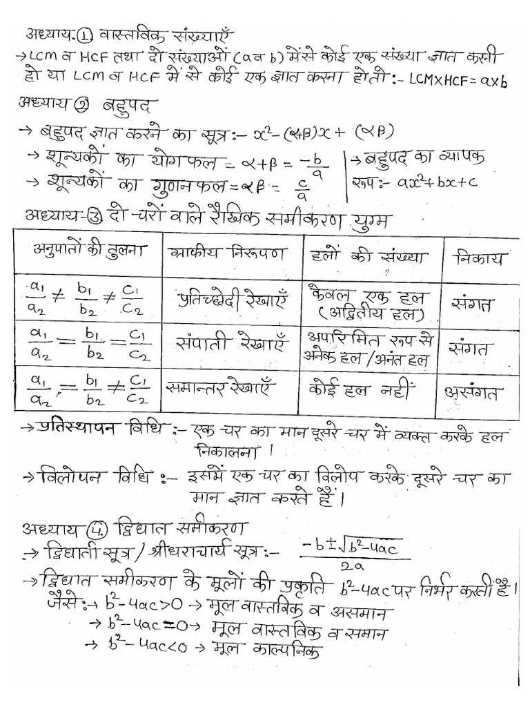 Math Formula 10th Class | PDF