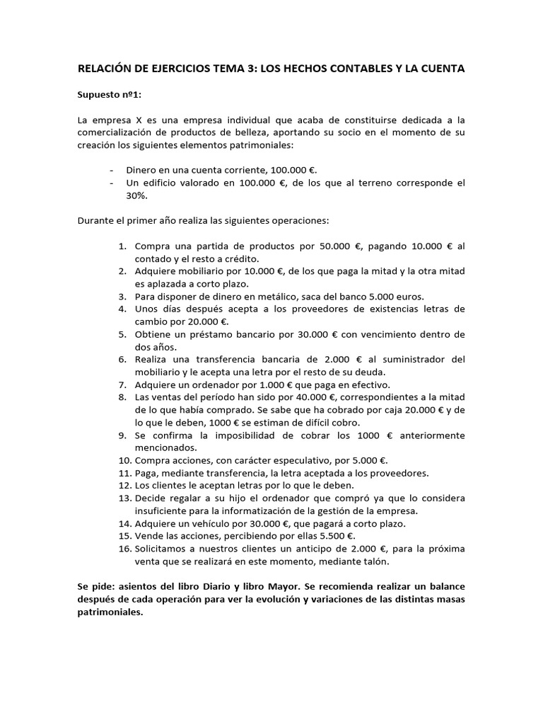 Prácticas Tema 3 Contabilidad | PDF | Bancos | Dinero