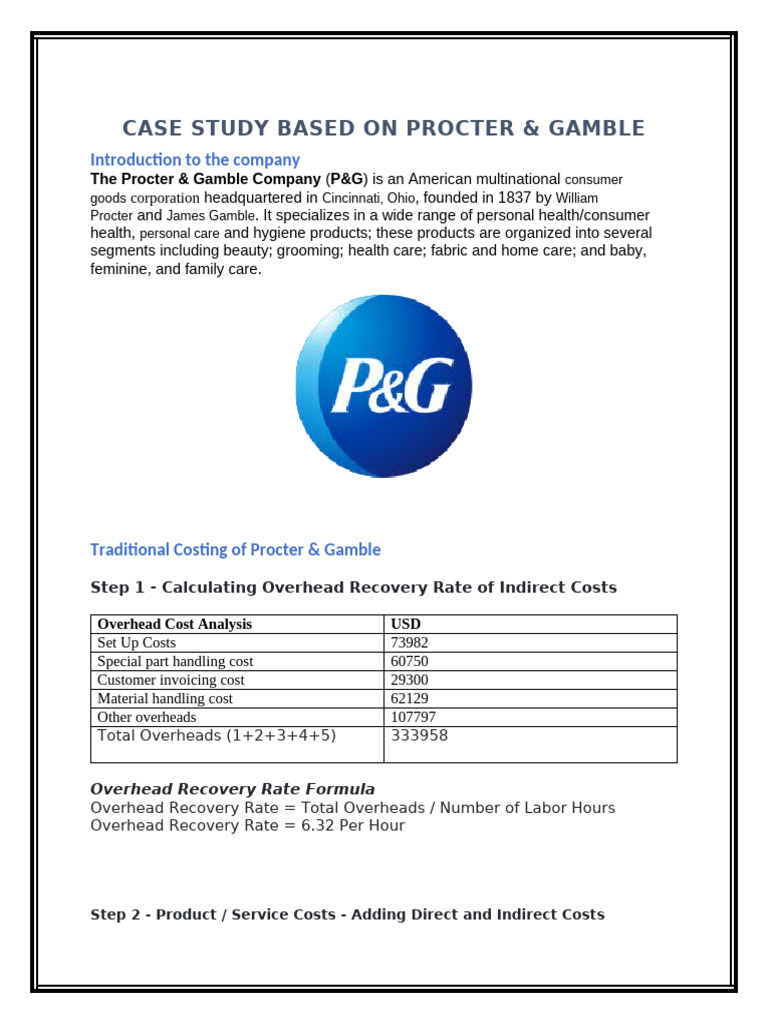 Case Study Based On Procter | PDF | Cost | Procter & Gamble
