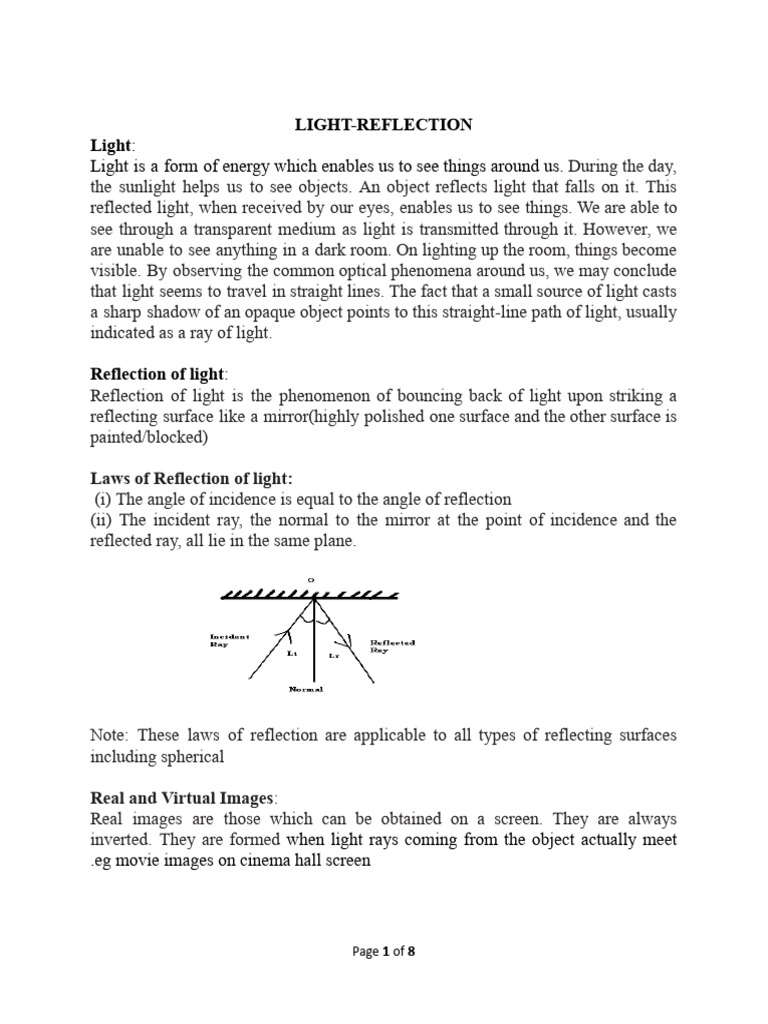 light-reflection.docx | PDF | Sphere | Mirror