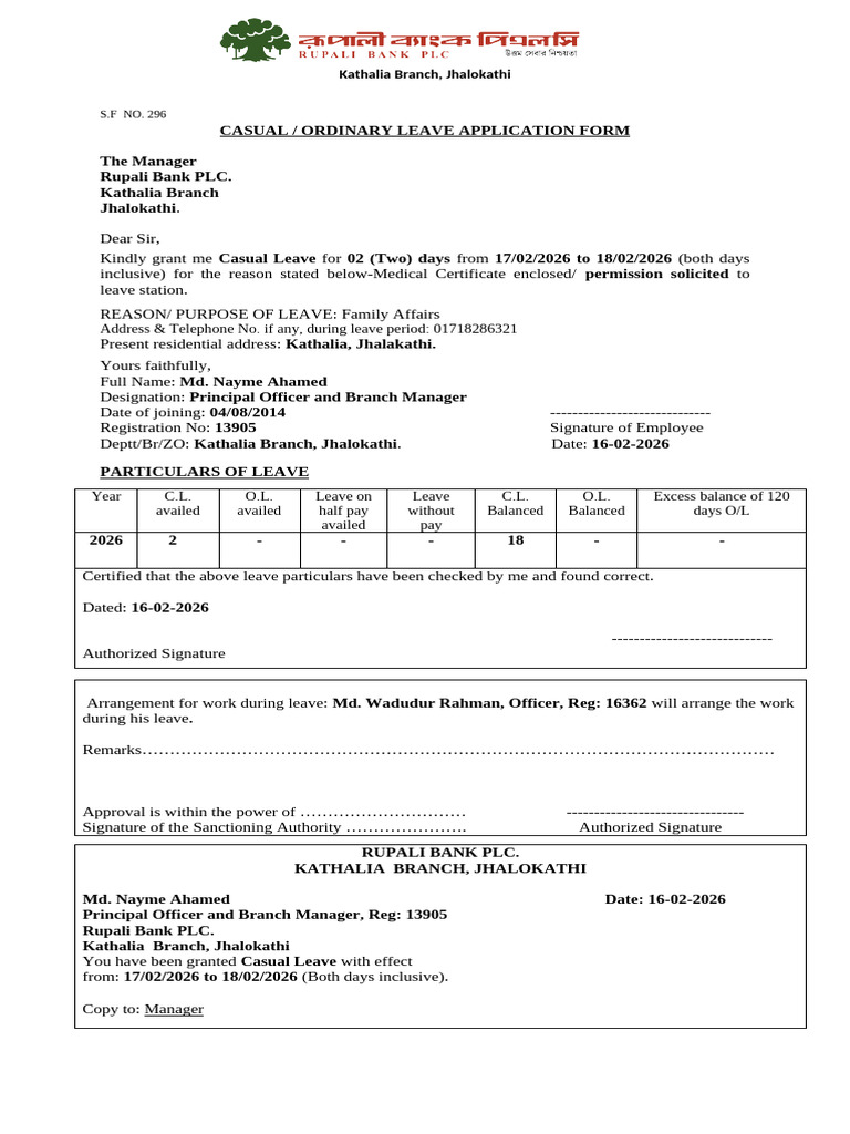 Leave Form | PDF