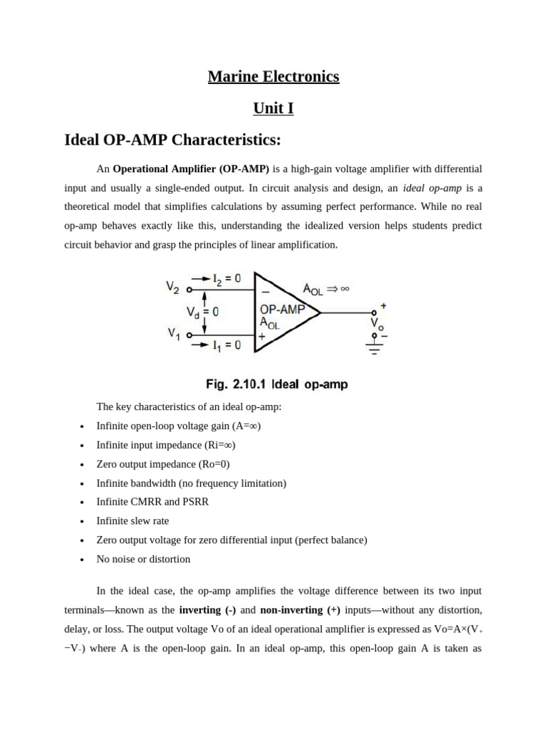Marine Electronics Unit 1 IC - 2 | PDF | Operational Amplifier | Amplifier