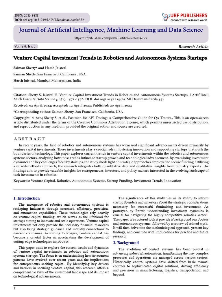 Venture Capital Investment Trends in Robotics and Autonomous Systems ...