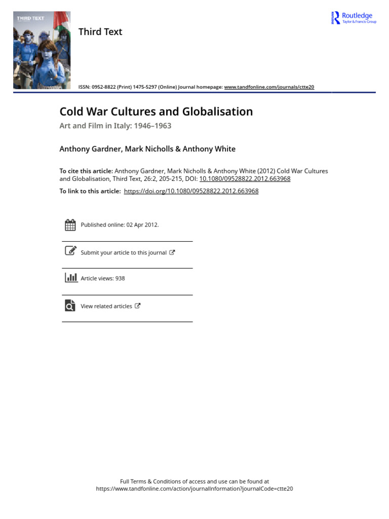 Cold War Cultures and Globalisation | PDF | Italy
