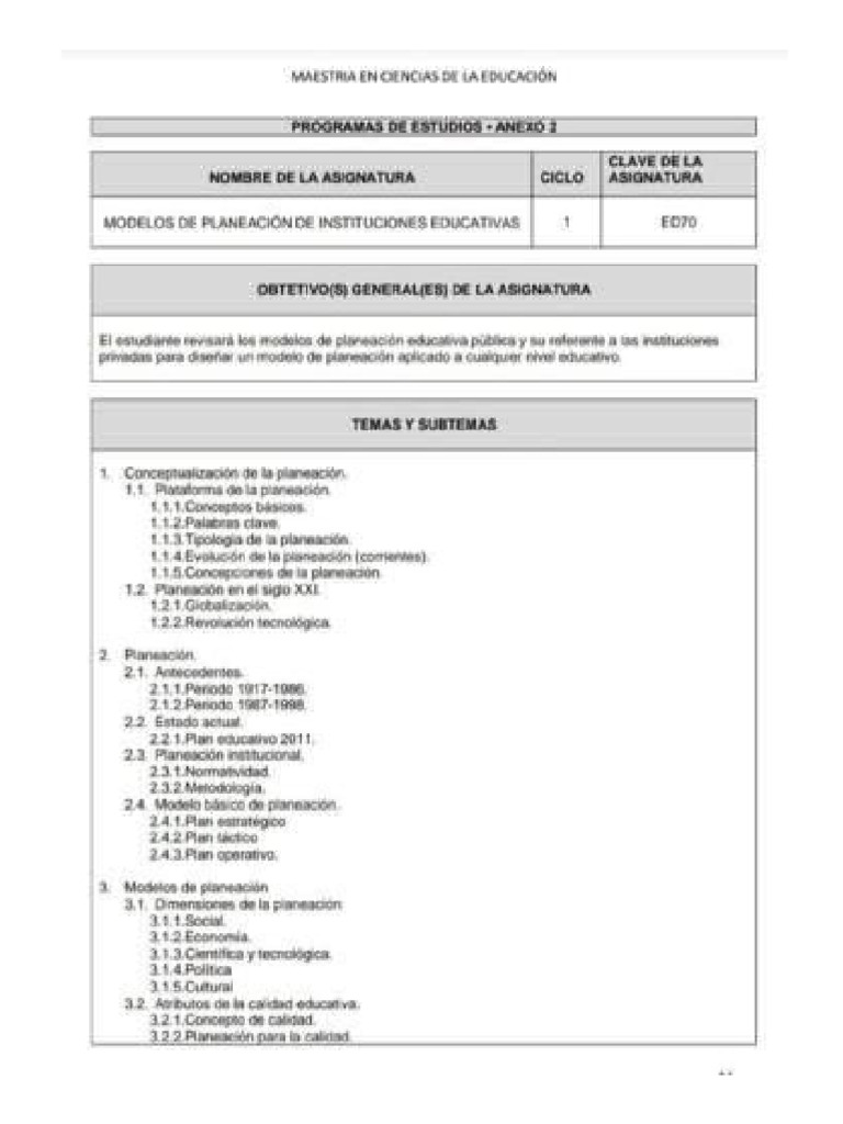 Modelos de Planeacion de Instituciones Educativas | PDF