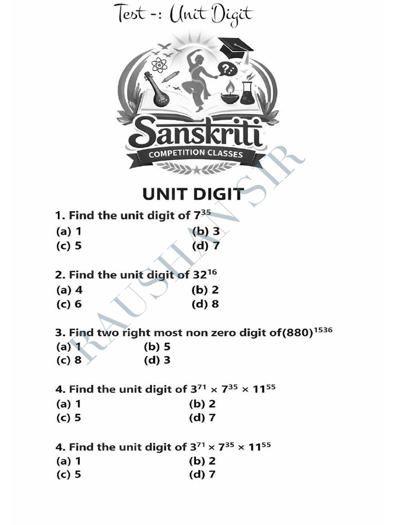 Unit Digit Test | PDF