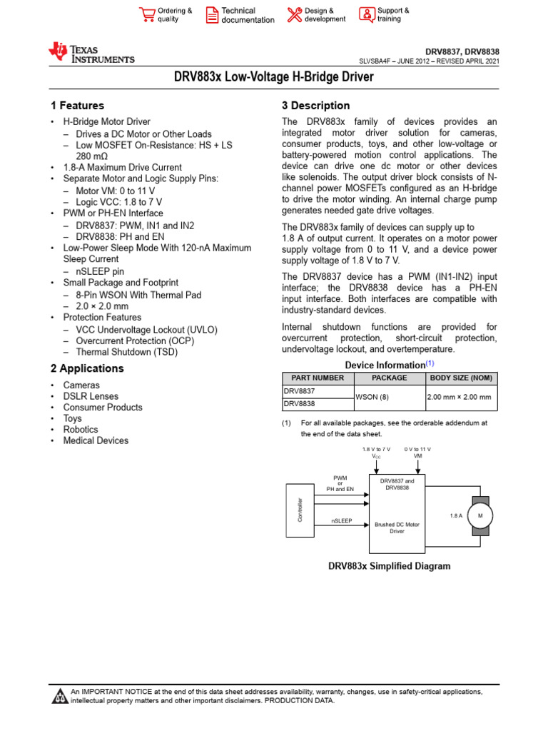 DRV 8838 | PDF | Electrostatic Discharge | Electronic Engineering