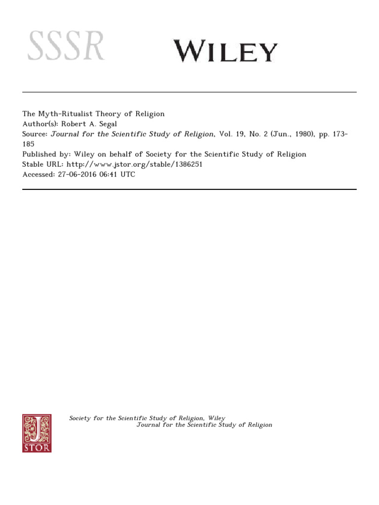 The Myth-Ritualist Theory of Religion | PDF | Rituals | Theory