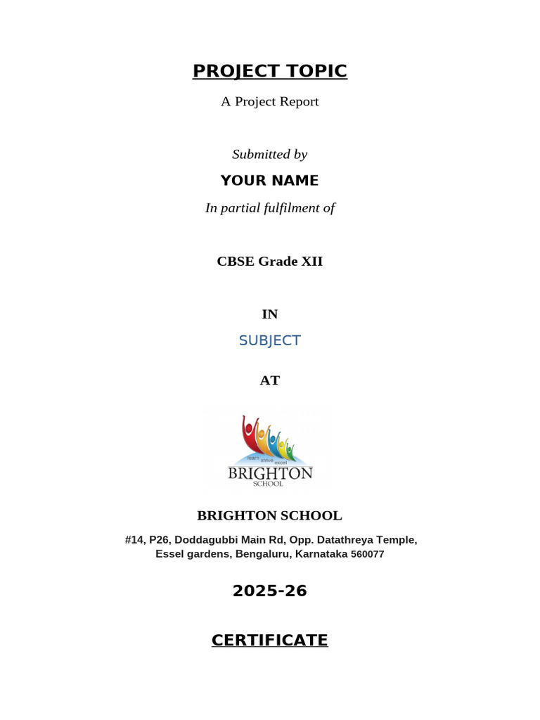 Project Topic: Submitted by | PDF
