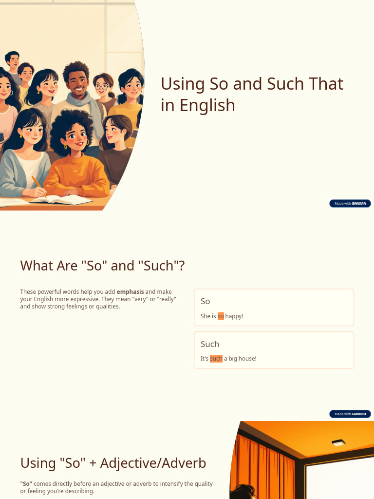 Using So and Such That in English | PDF | Adjective | Noun