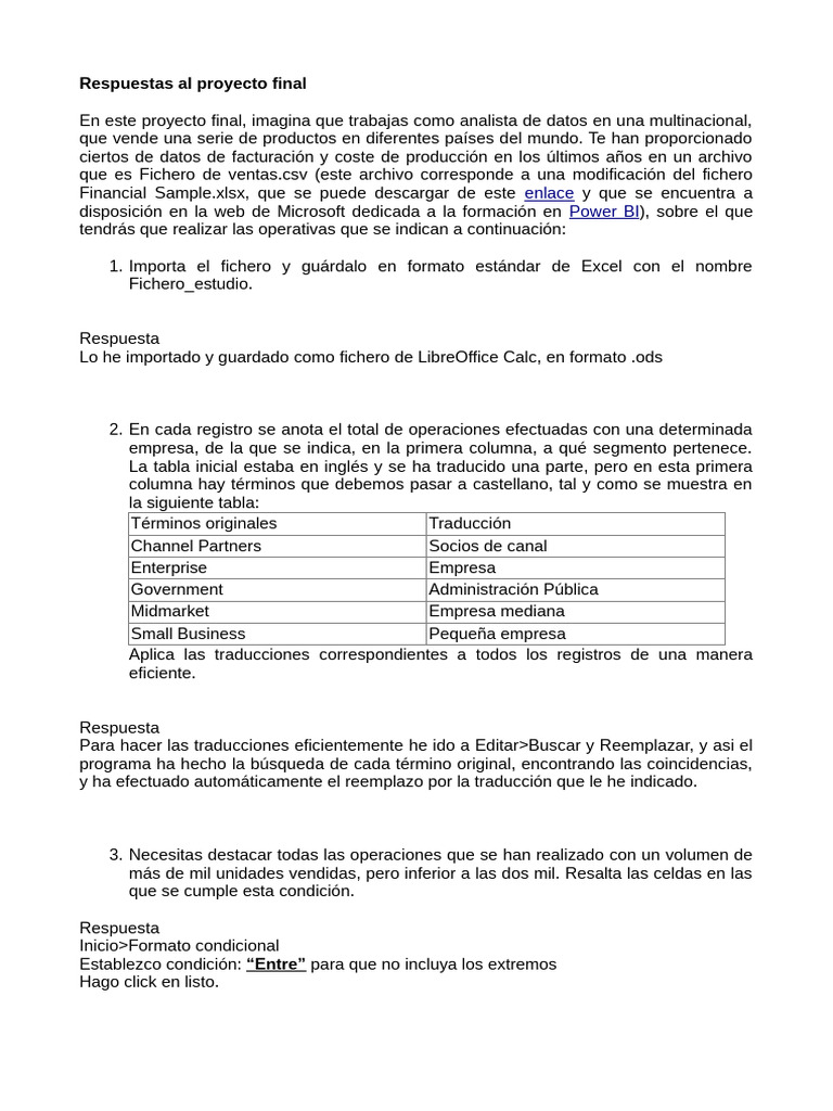 Proyecto Final | PDF | Microsoft Excel