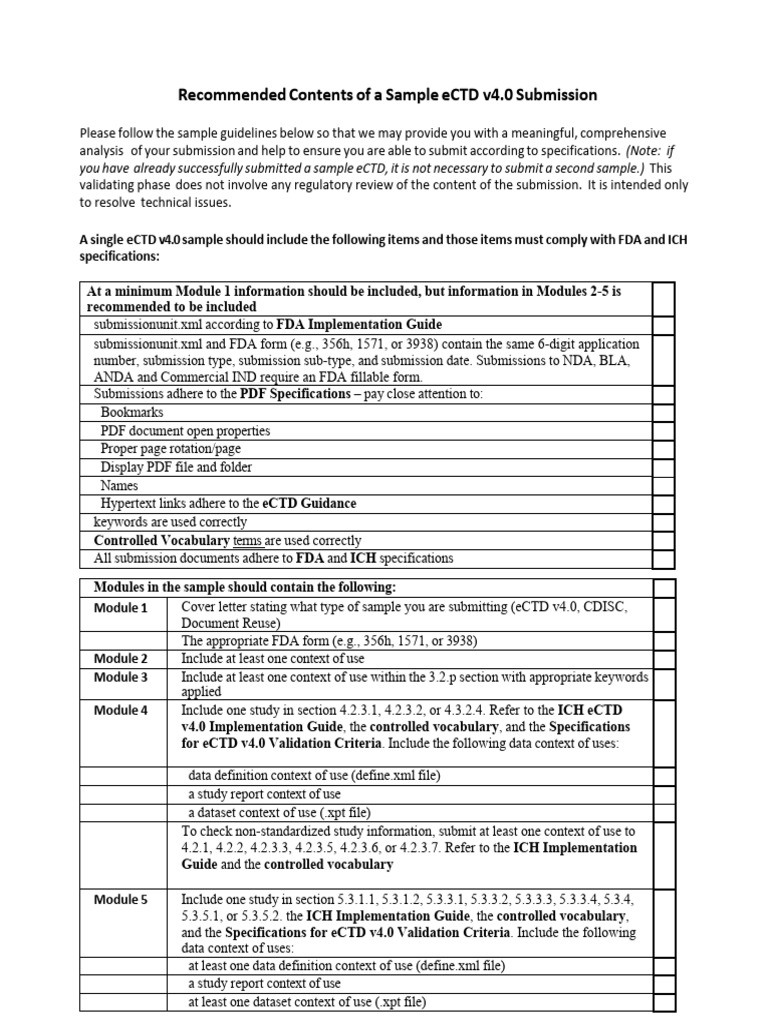 eCTD v4.0 Sample Submission Data | PDF | Food And Drug Administration ...