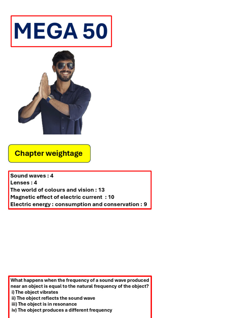SSLC Physics Christmas Exam Mega 50 | PDF