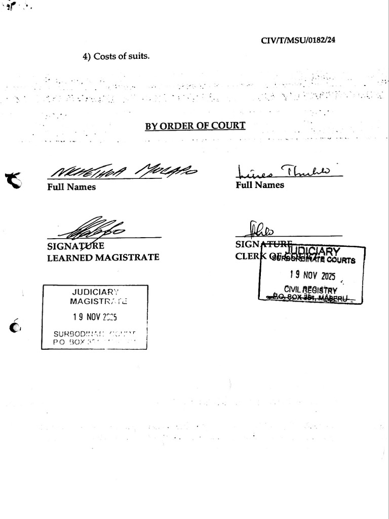 Court Order - Civtmsu0182 | PDF