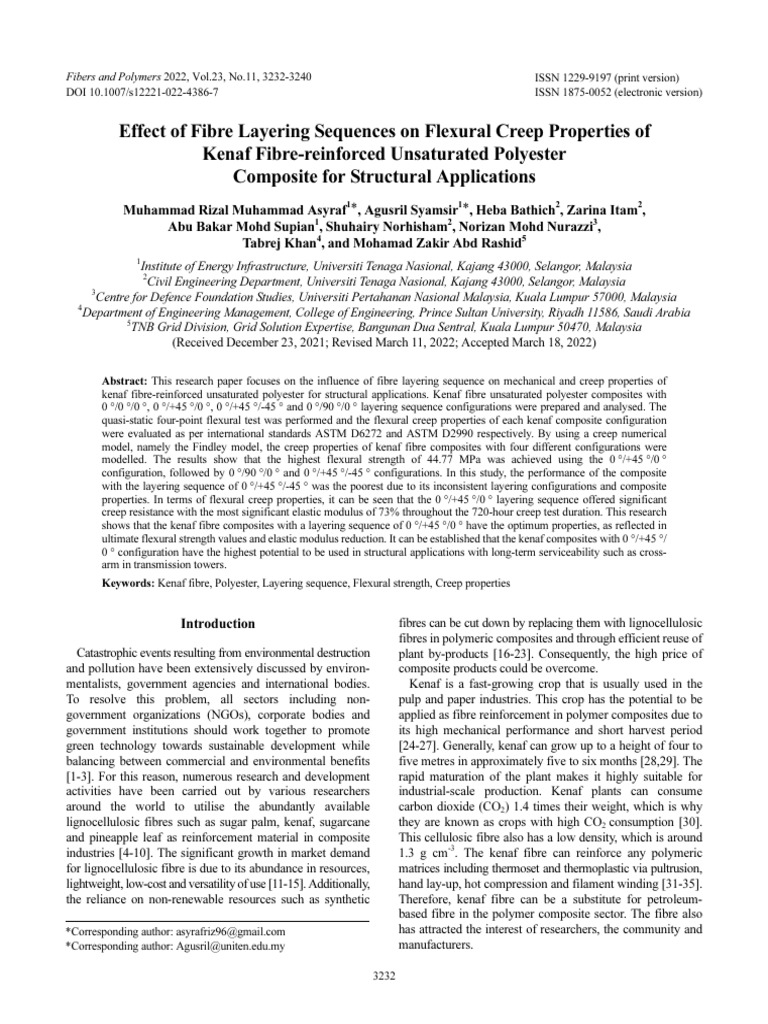 Effect of Fibre Layering Sequences On Flexural Creep Properties of ...