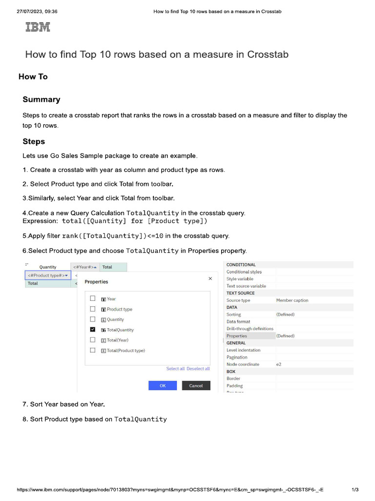 Crosstab Top Ten Rows Relational | PDF