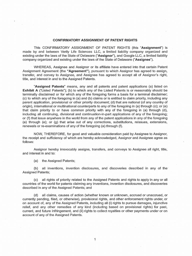 Debug - Verily to Google Confirmatory Assignment Agreement Fully ...