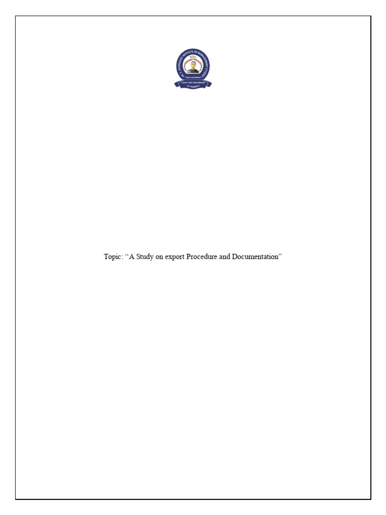 A Study On Export Procedure and Documentation | PDF | Cargo | Invoice