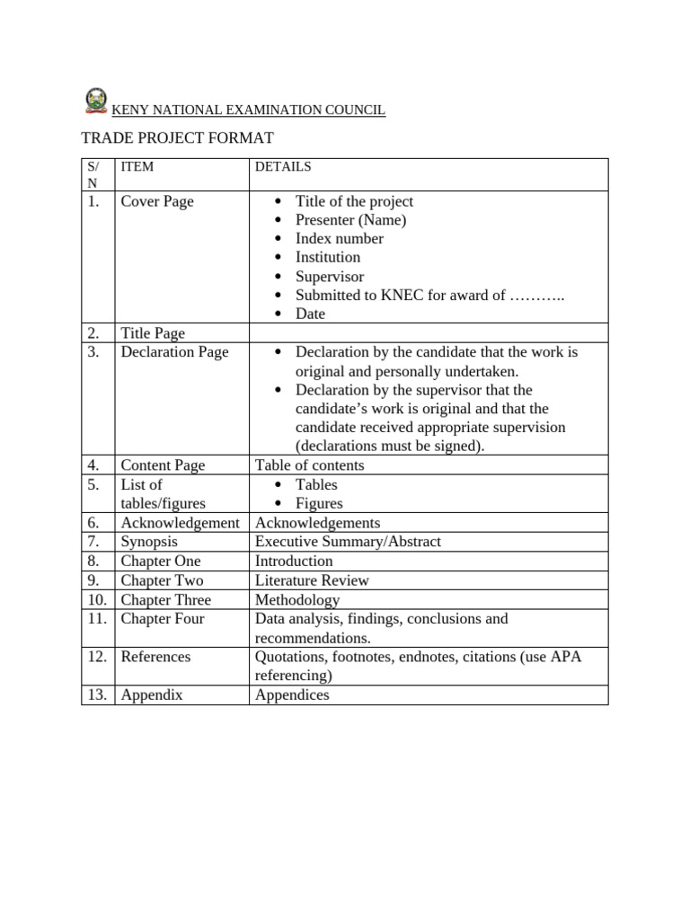 Trade Project Format 2026 | PDF