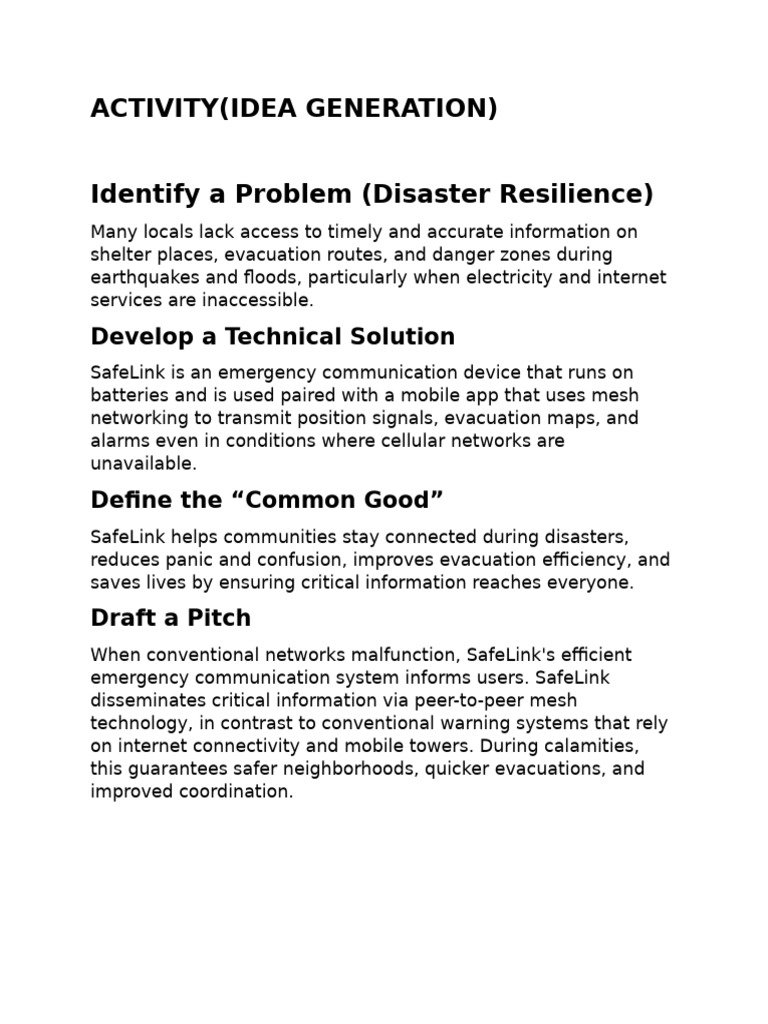 Activityidea Generation | PDF