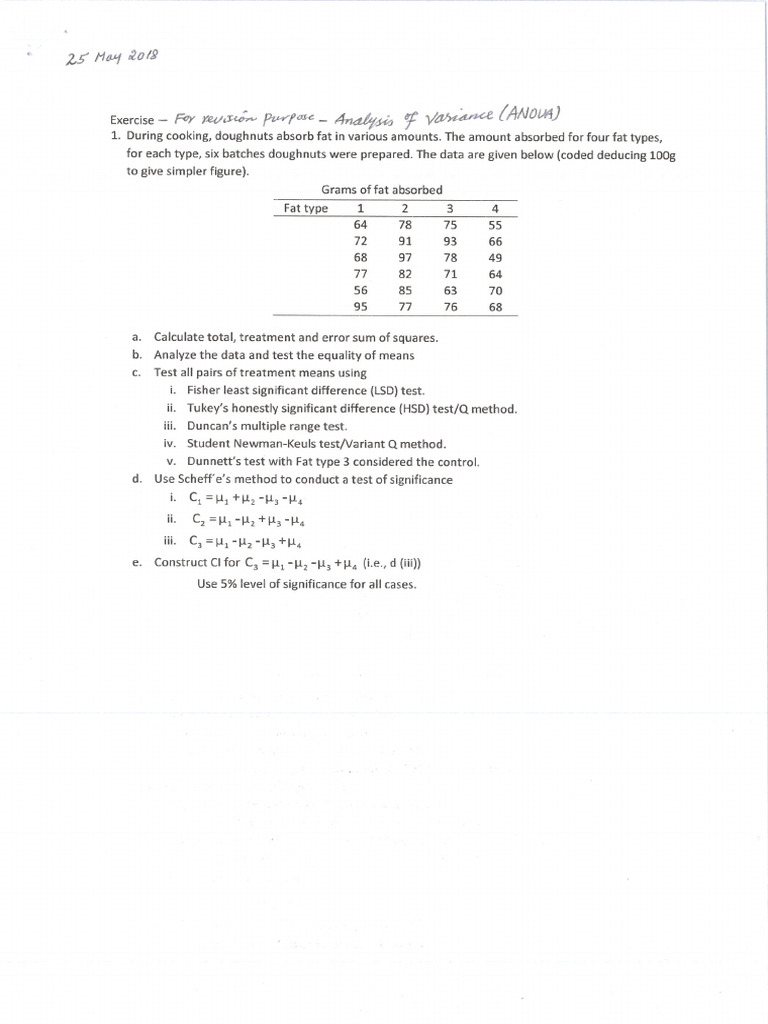Analysis of Variance Example | PDF