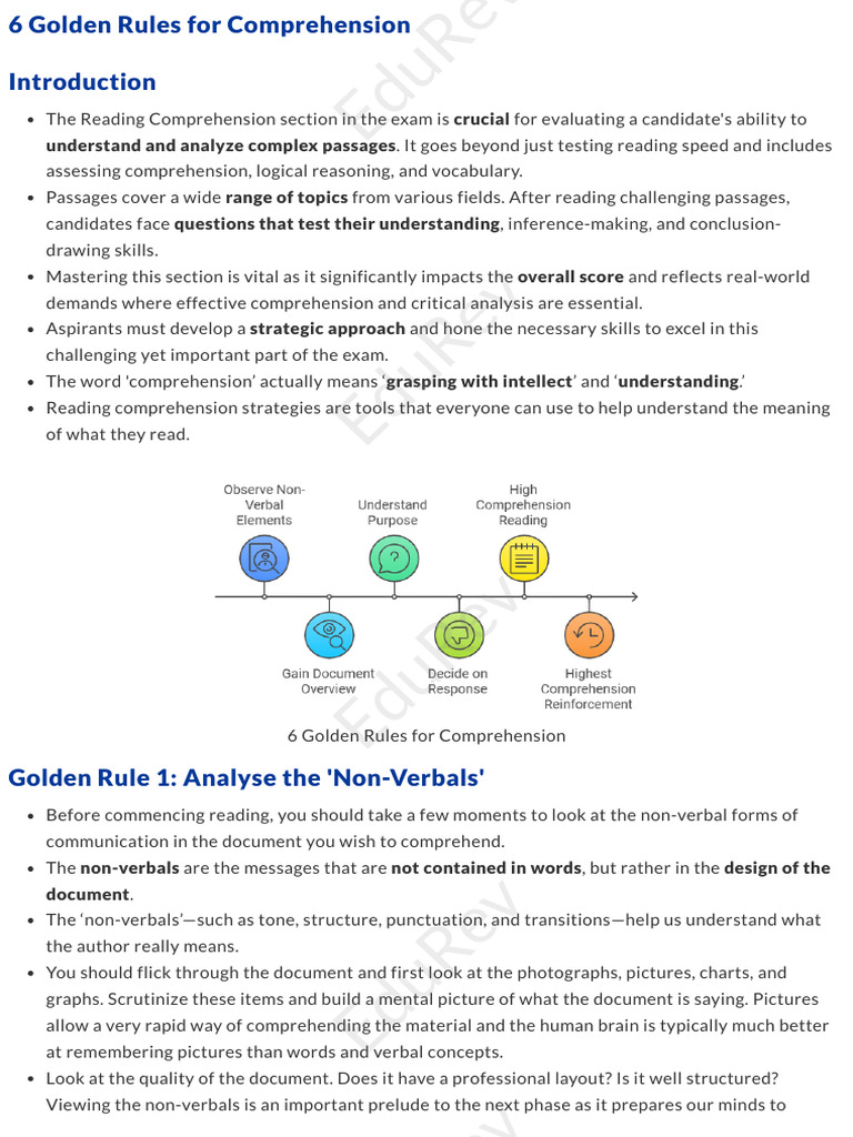 EduRev - 6 Golden Rules For Comprehension | PDF | Reading Comprehension ...