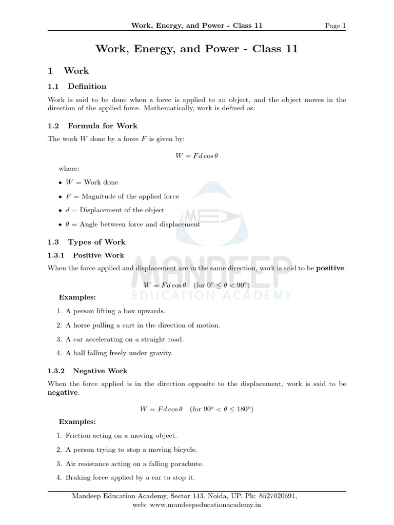 Work Energy Power Notes | PDF | Collision | Momentum