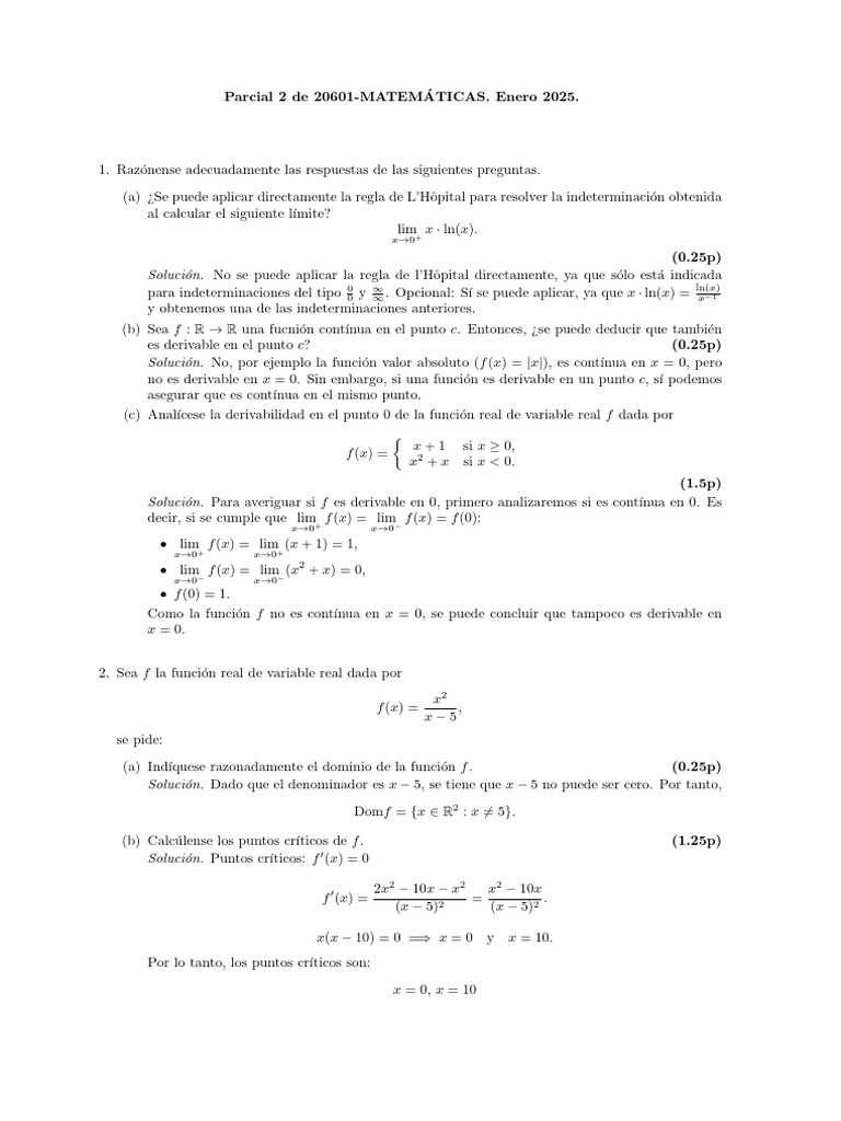 P2_sol | PDF | Derivado | Función (Matemáticas)