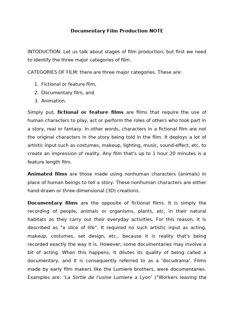 Documentary Film Note | PDF | Documentary Film | Close Up