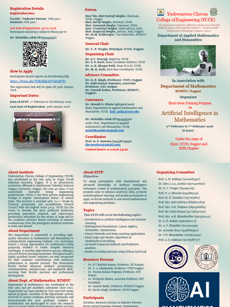Final Brochure - AI in Mathematics - STTP | PDF