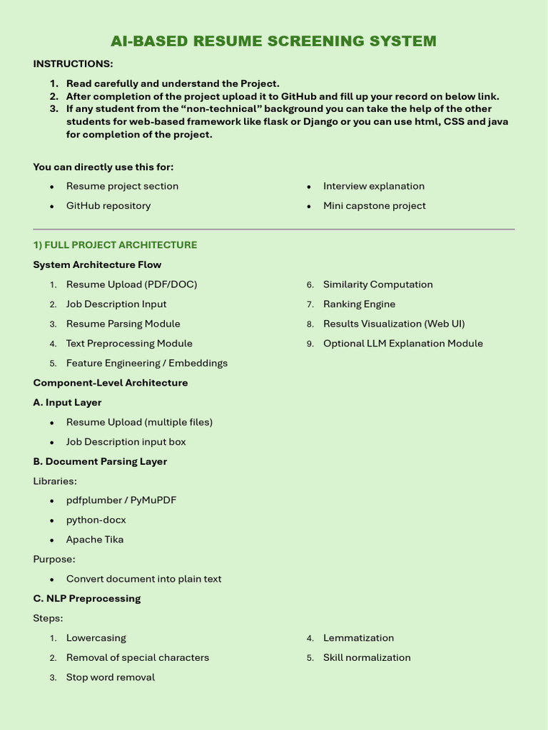 AI Based Resume Screening System | PDF | Résumé | Software Engineering
