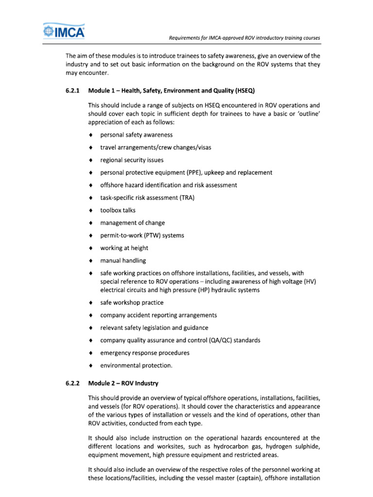 IMCA Safety Module | PDF