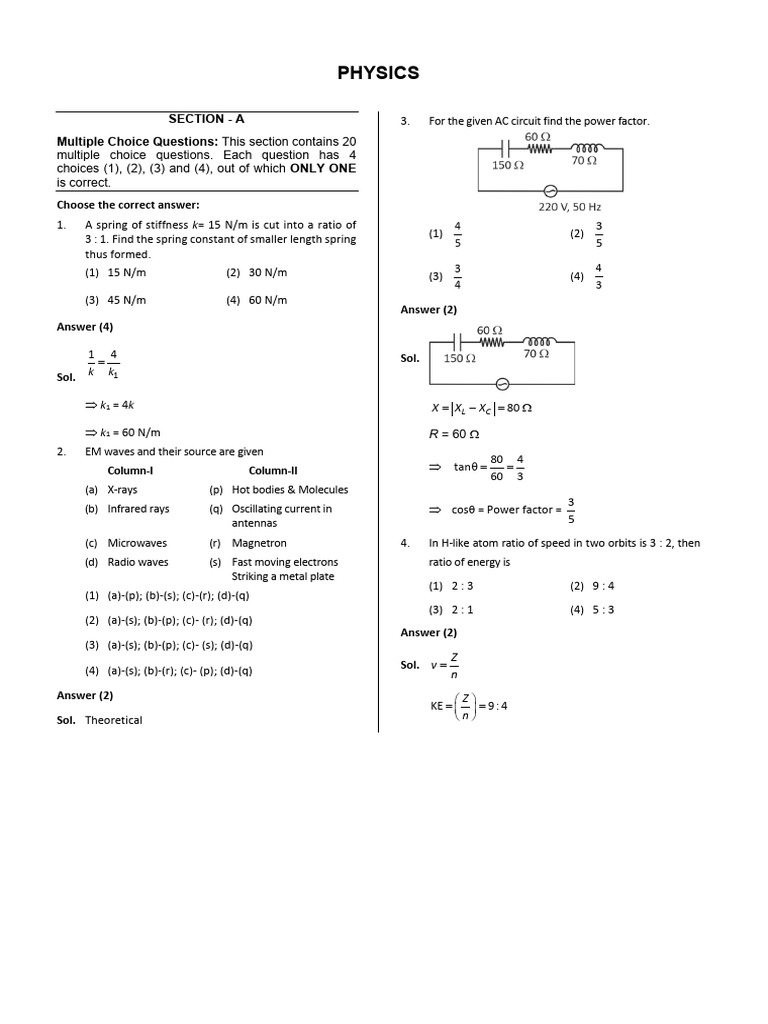 Physics 24 Jan Shift 01 | PDF | Physical Quantities | Physical Phenomena