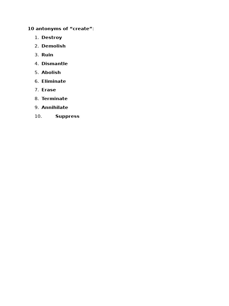 10 Antonyms of Create | PDF