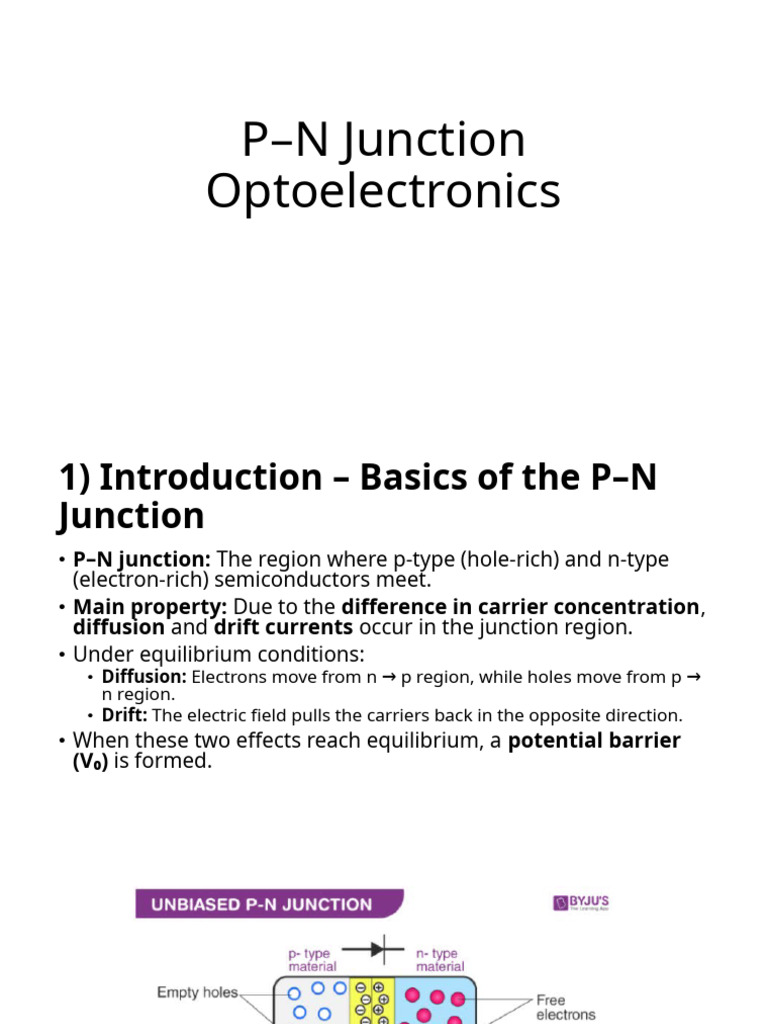 Week 6 - P-N Junction Optoelectronics | PDF | P–N Junction | Electric ...