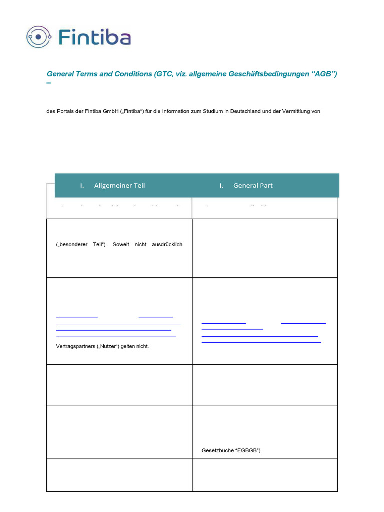 General Business Conditions Fintiba | PDF