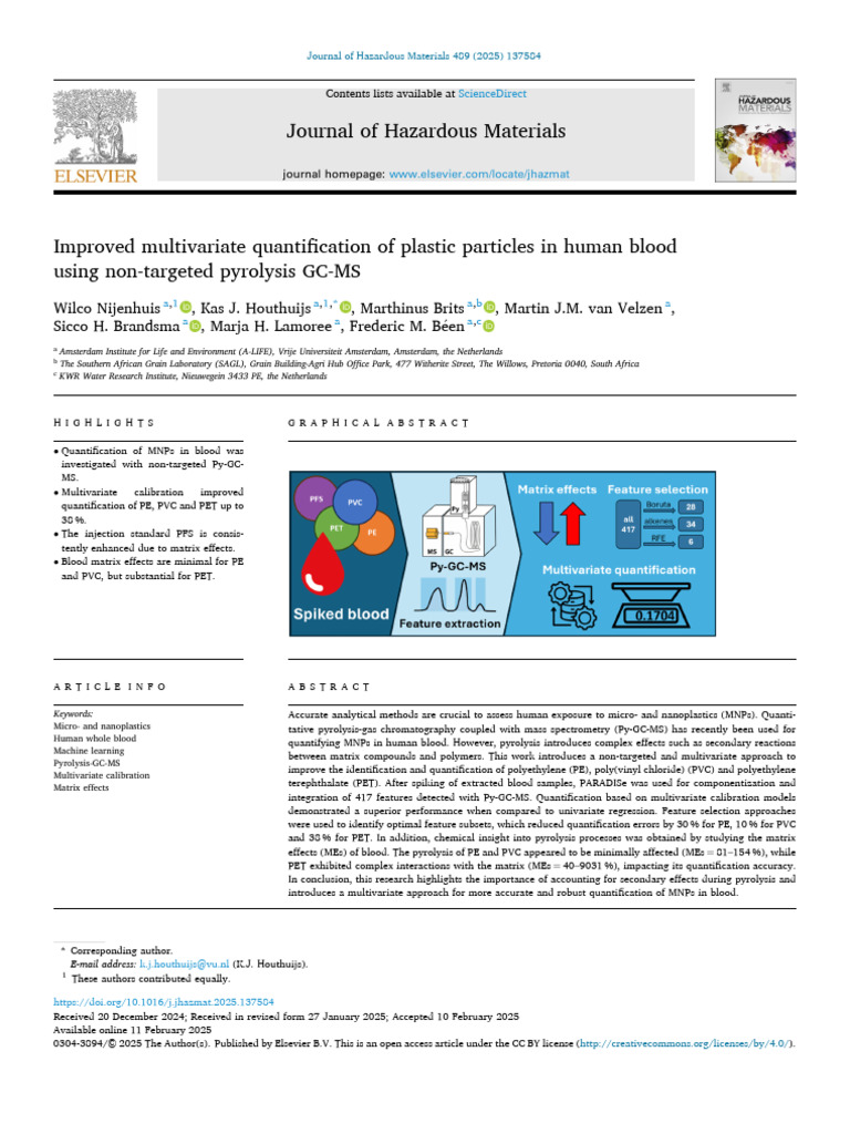 Improved Multivariate Quantification of Plastic Particles in Human ...