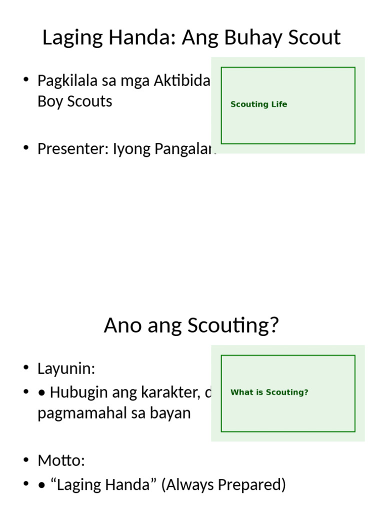 Laging Handa Ang Buhay Scout With Images | PDF
