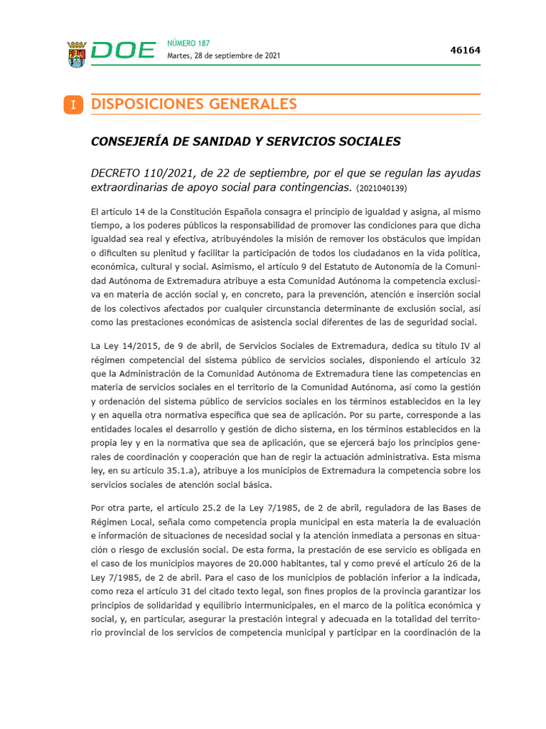 Decreto 110-2021, De 22 de Septiembre, Por El Que Se Regulan Las Ayudas ...