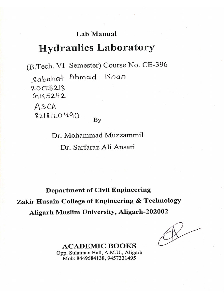 Hydraulics Lab File | PDF