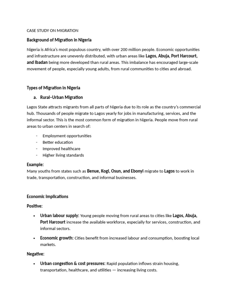 Case Study on Migration | PDF | Cost Of Living | Human Migration