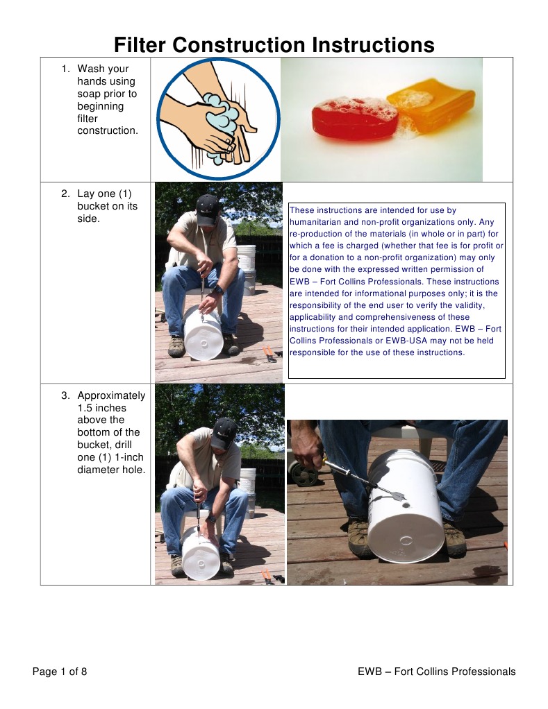 Filter Construction Instructions: 1. Wash Your Hands Using Soap Prior ...